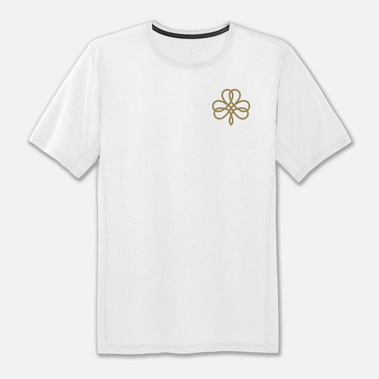 Brooks Distance Graphic Men's Short Sleeve Running Shirt - White (84352-OUQK)